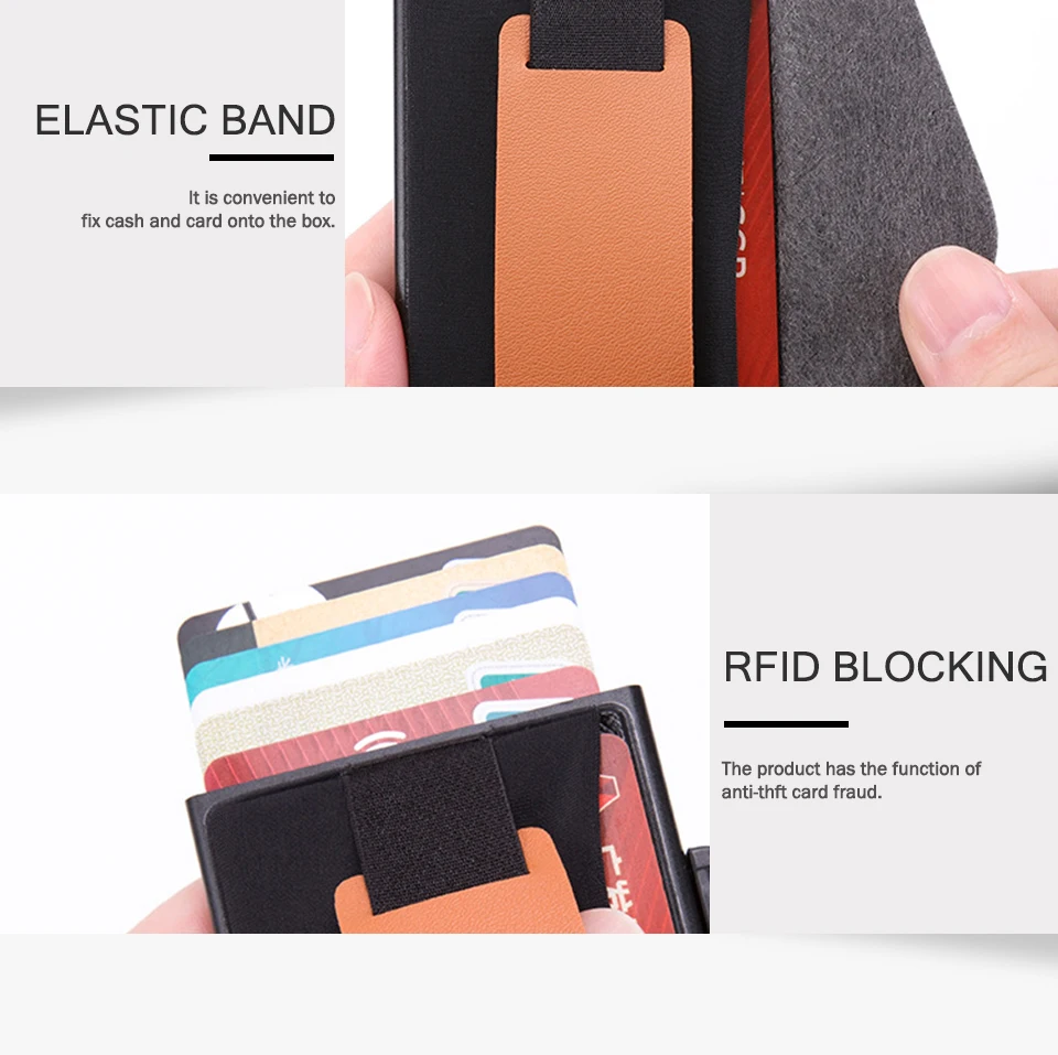 RFID смарт-кошелек держатель кредитной карты металлический тонкий мужской кошелек пройти секретный всплывающий минималистичный кошелек маленький черный кошелек
