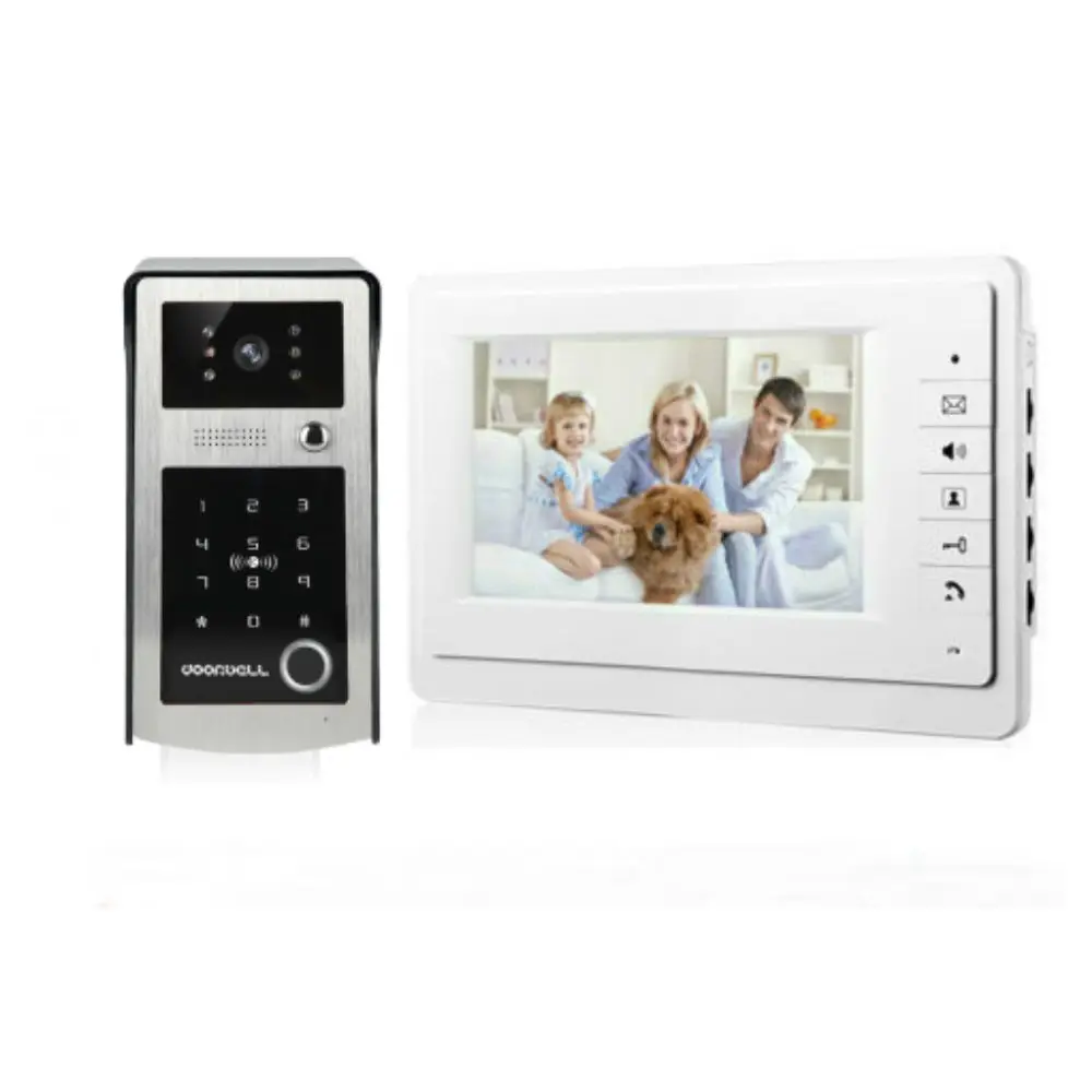 

SmartYIBA 7" Wired Video Intercom Fingerprint Password RFID Unlock IR Camera Kits Video Door Phone Doorbell For Smart Home