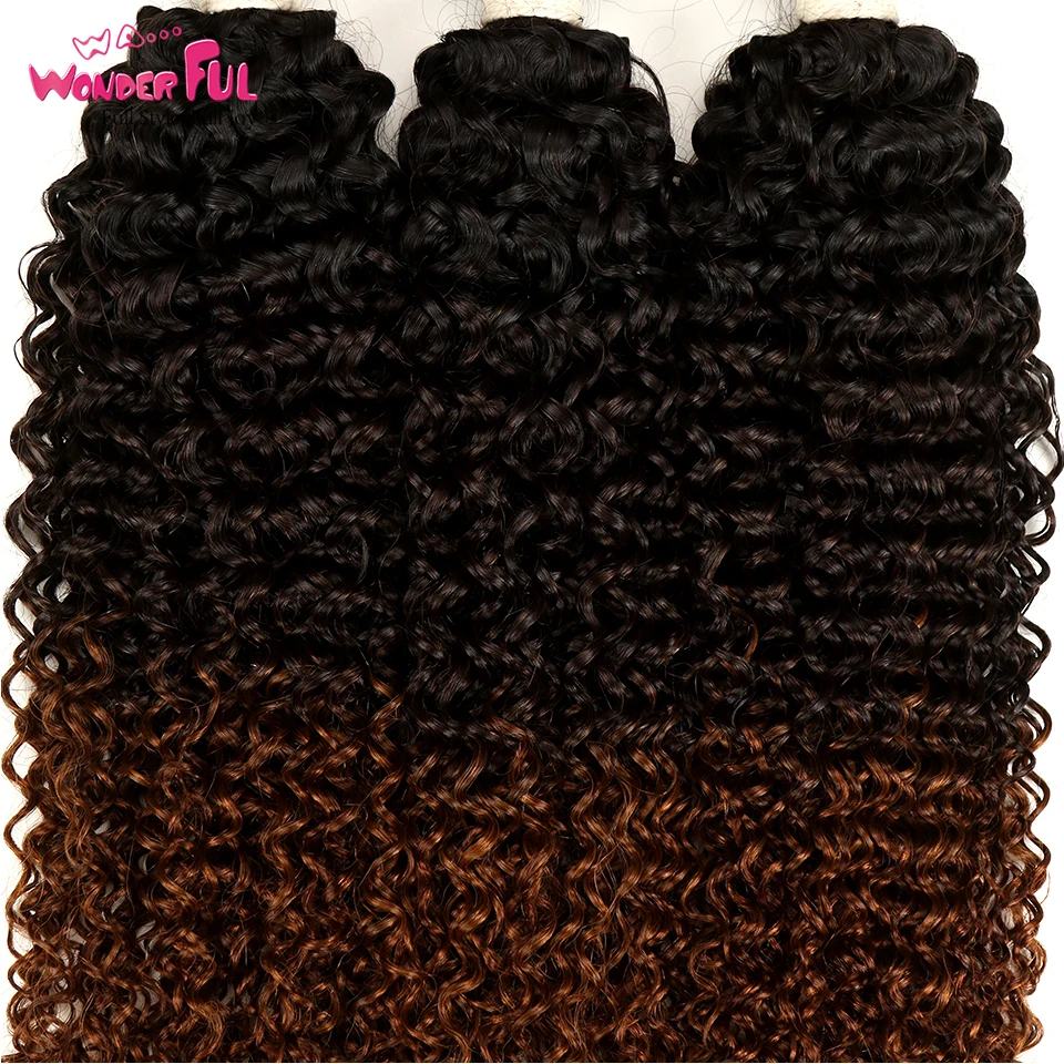 WA... чудесные кудрявые 10 22 дюйма M Remy 100% бразильские человеческие волосы 3 тона 1B/4/30