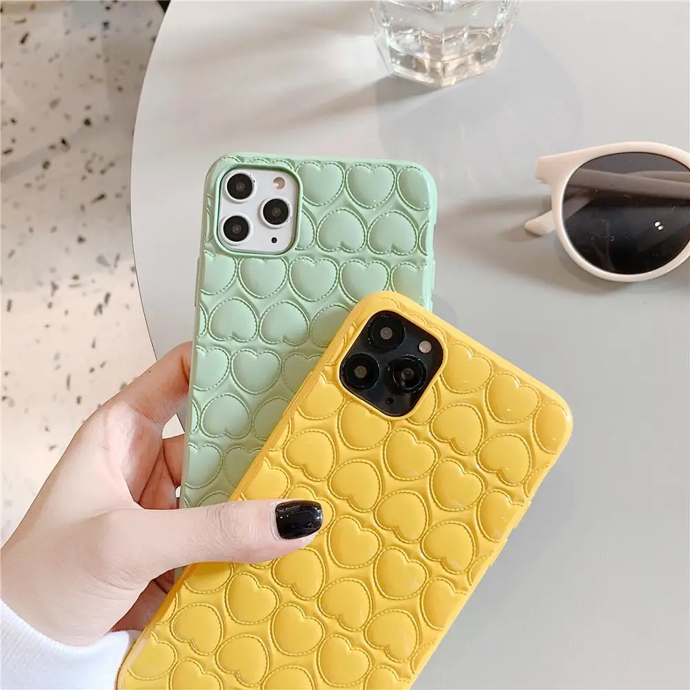 

3D Love Heart Macaron Purple Shockproof Phone Case For iPhone 11 Pro XS Max XR X 10 For iPhone 7 8 6 6S Plus Back Cover Coques