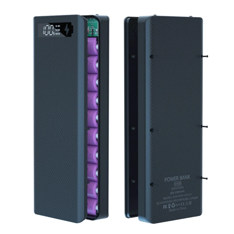 

Detachable QC3.0 LCD Display 10x18650 Battery Case PowerBank Shell Charge Box