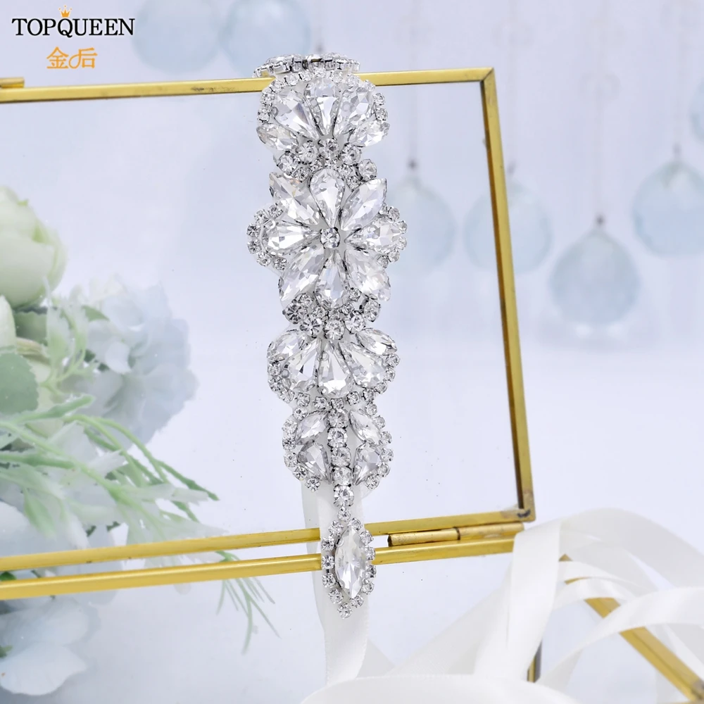 Роскошные бриллиантовые Свадебные ремни TOPQUEEN S464 серебряные стразы с