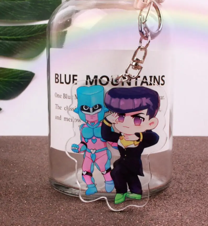 as pictured Anime JoJos Bizarre Adventure Golden Wind Kujo Jotaro Acrylic Figure keychain Keyring Decoration Collection Model Toy Cosplay - Color: as pictured