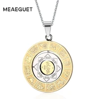 constellation chart pendant necklace for men gold color vintage stainless steel collar jewelry