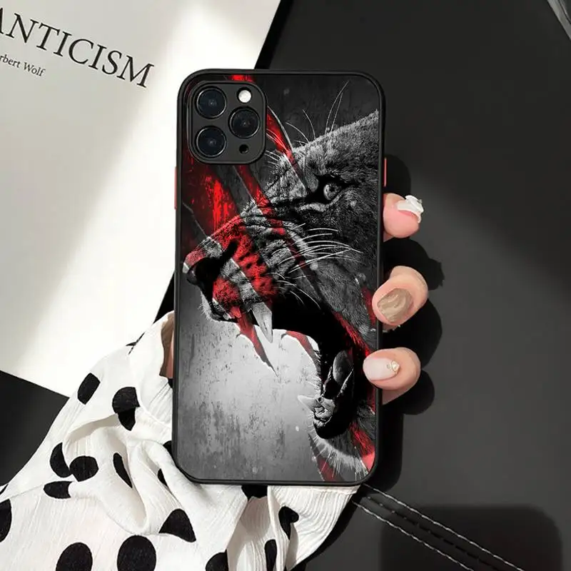 

Phone Case For iPhone 12 11 Mini Pro XR XS Max 7 8 Plus X Lion Tiger Leopard Matte transparent cover