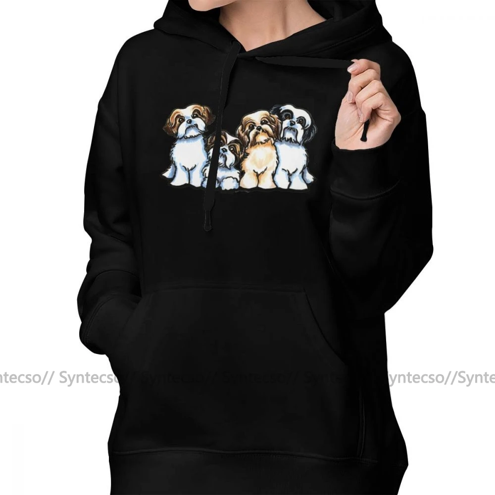 Толстовка с капюшоном Shih Tzu Dog Four хлопковые худи графическим принтом женская