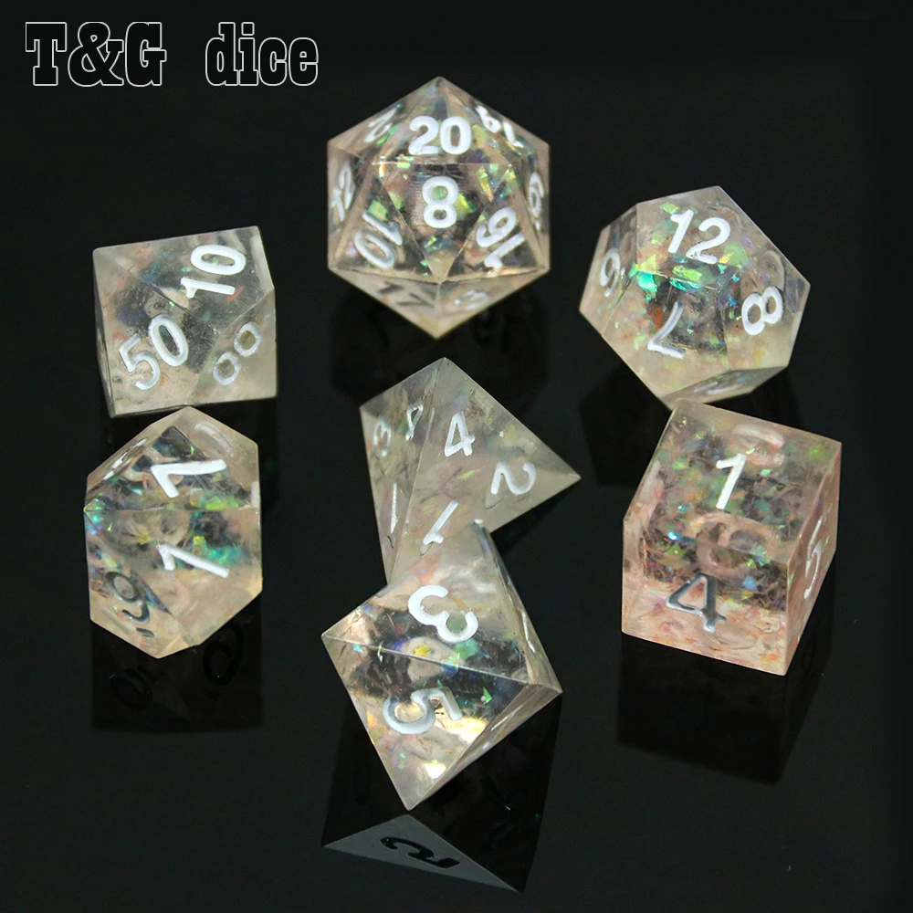 Красочные острые края кости набор 7 шт./компл. D4 D20 с DND RPG подарок настольные игры