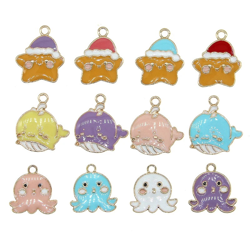 10 шт./лот милые эмалевые подвески в морском стиле для изготовления ювелирных