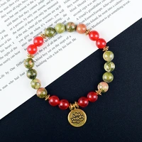 fashion natural stone agate chain couple bracelet for women gold color lotus charm jewelry luxury reiki bridesmaid gift female