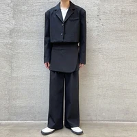 new men 2 pieces sets pants removable skirt suit pant male harajuku korean streetwear trendy fashion casual suit pants trousers
