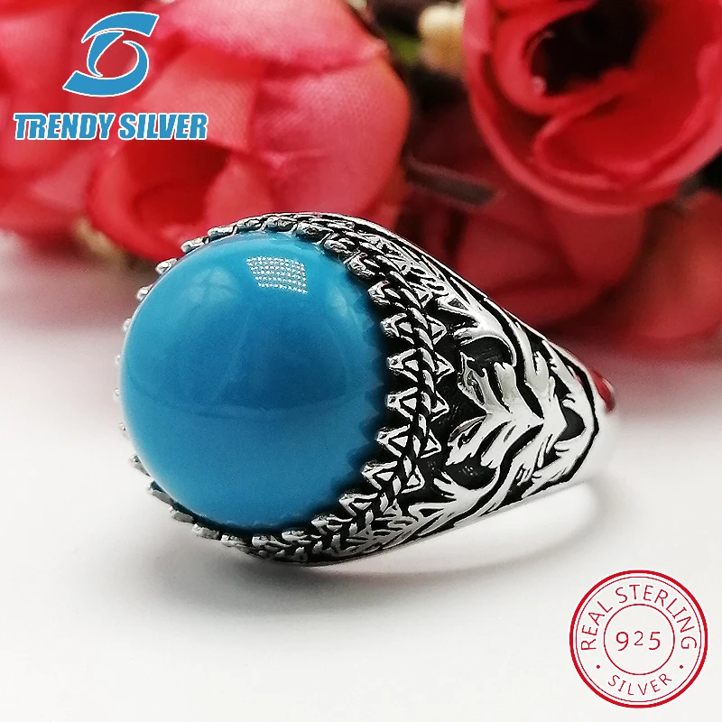 Серебряные ювелирные изделия 925 мужские кольца аксессуары бирюзовый драгоценный