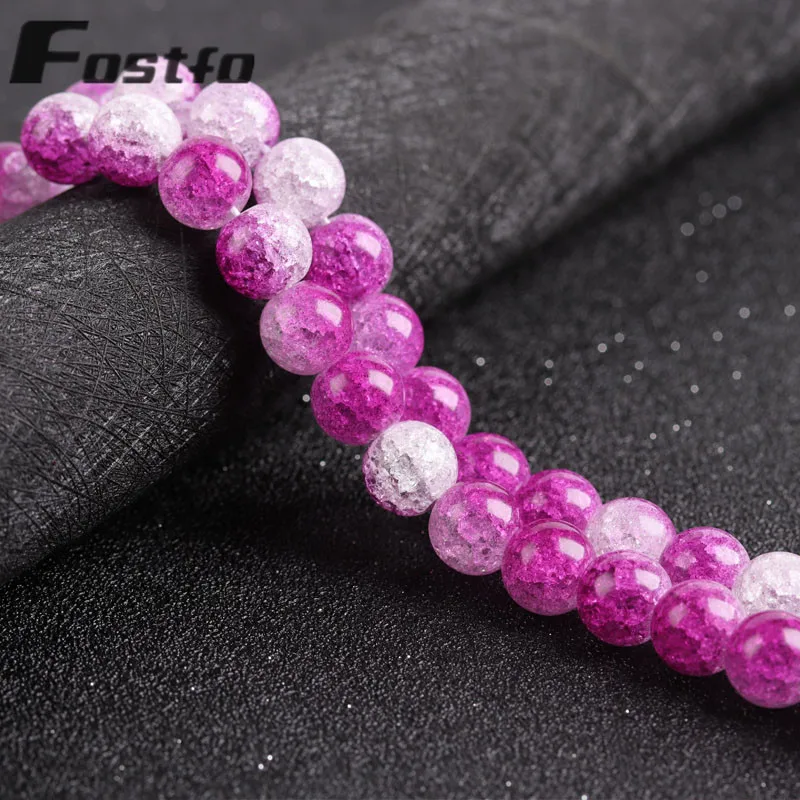 

Crystal Beads White Rose Red Snow Cracked Natural Stone Loose Spacer Beads For Jewelry Making Round 6/8/10mm DIY Bracelet