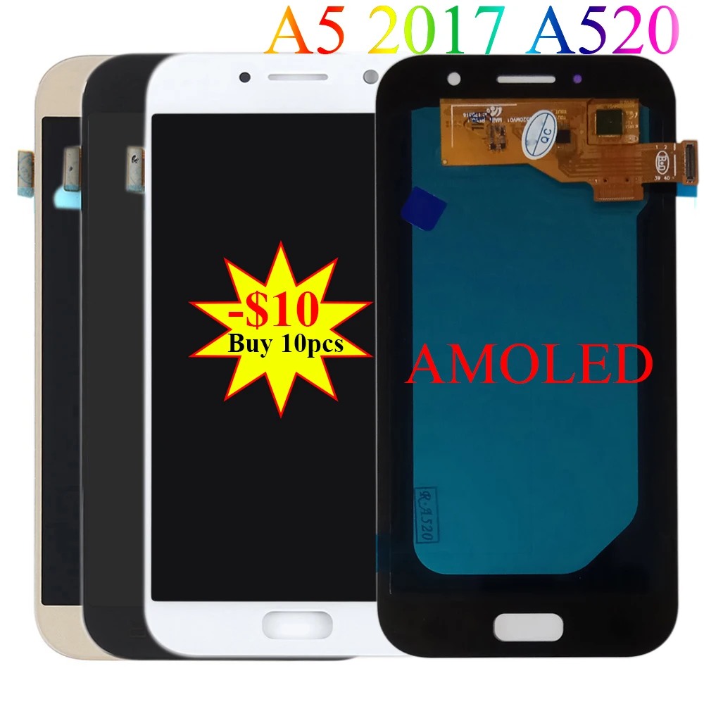 Супер AMOLED 5 2 &quotдля Samsung Galaxy A5 2017 A520 SM A520F ЖК сенсорный экран дигитайзер замена