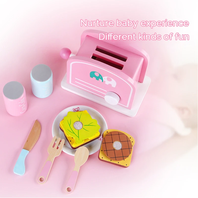 

Children's Kitchen Toys Simulation Bread Machine Make Breakfast Wooden Kitchenware Toy Play Food Toys For Girls Miniature Food