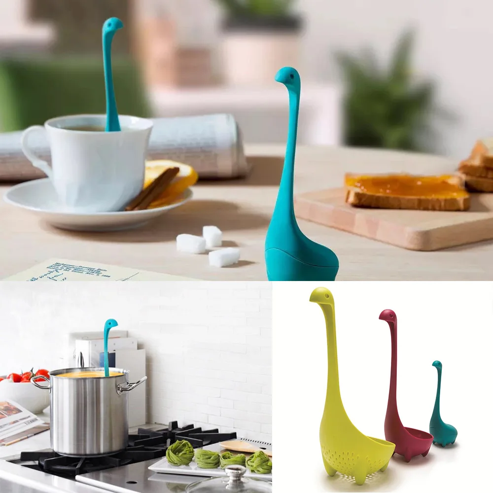 

3PCS Loch Ness Monster Shaped Soup Spoon Colander Tea Leak Kitchen Cooking Tools Creativity Kitchenware