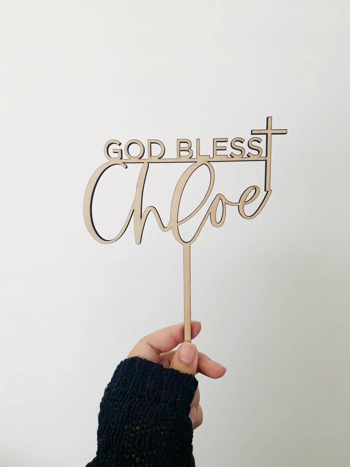 

Крестинный Топпер для торта God Bless с именем и крестом на заказ, лазер для торта God Bless