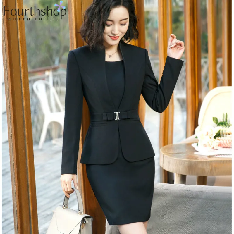 Костюм брючный женский деловой Униформа костюм с блейзером для офиса и работы