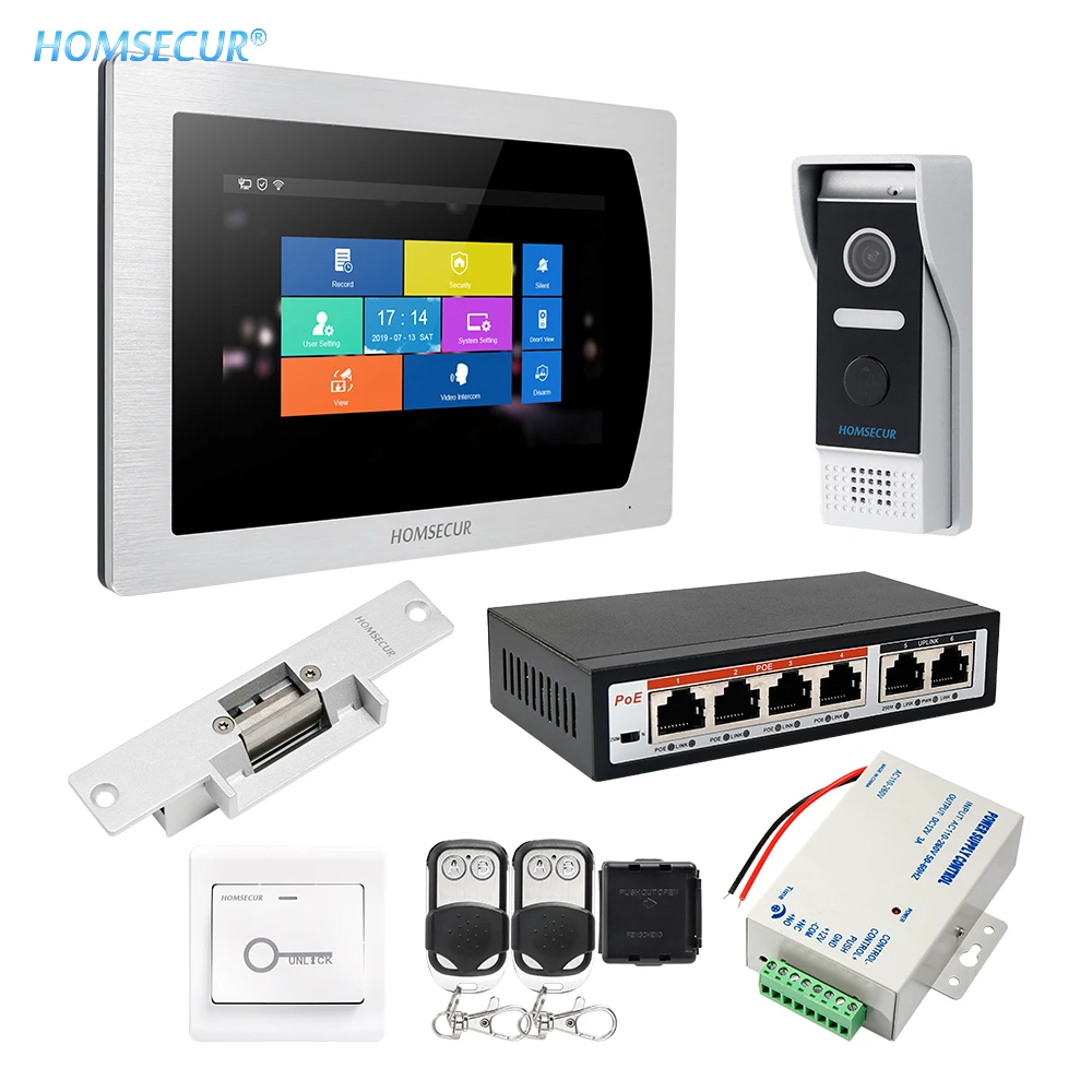 

HOMSECUR 7" IP Video&Audio Home Intercom 1.0MP Electric Strike Lock Set Included BC031IP-B+BM717IP-S