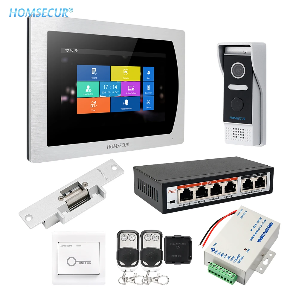 HOMSECUR 7 &quotIP видео и аудио домашний Интерком 1 МП Электрический замок Strike Lock