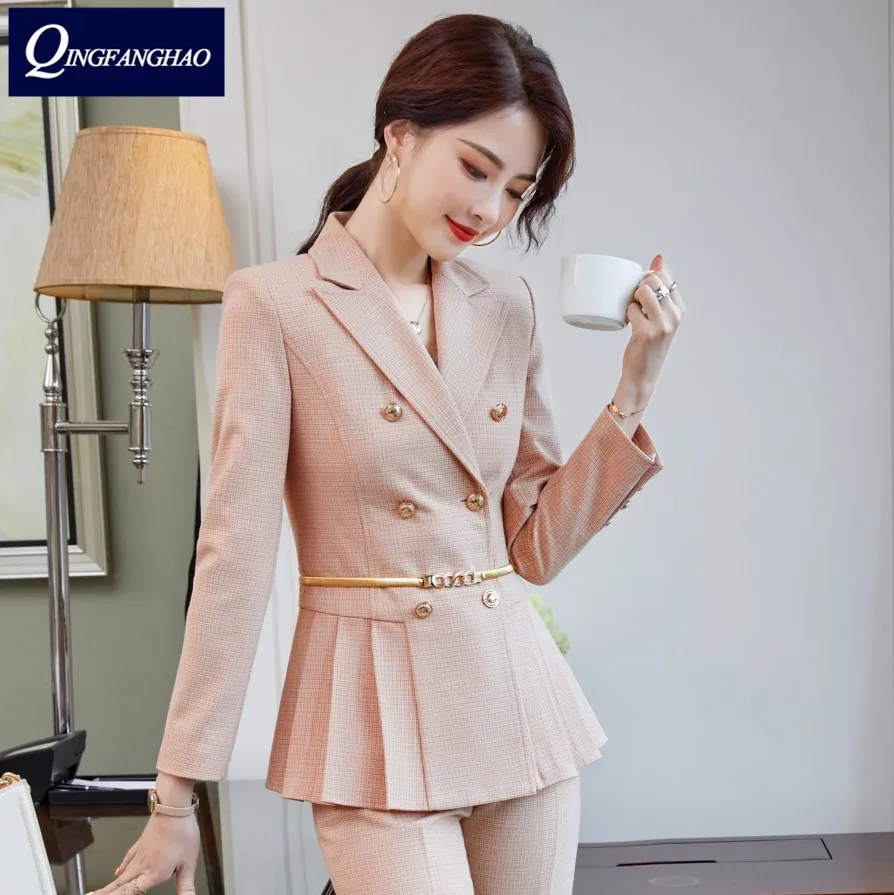 

Женский офисный костюм из блейзера и брюк и юбки ky9966
