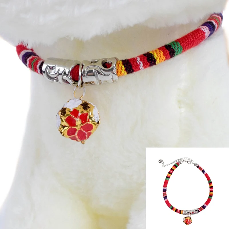 Цветной ошейник для питомцев хлопковый богемский колокольчик цветной шейный