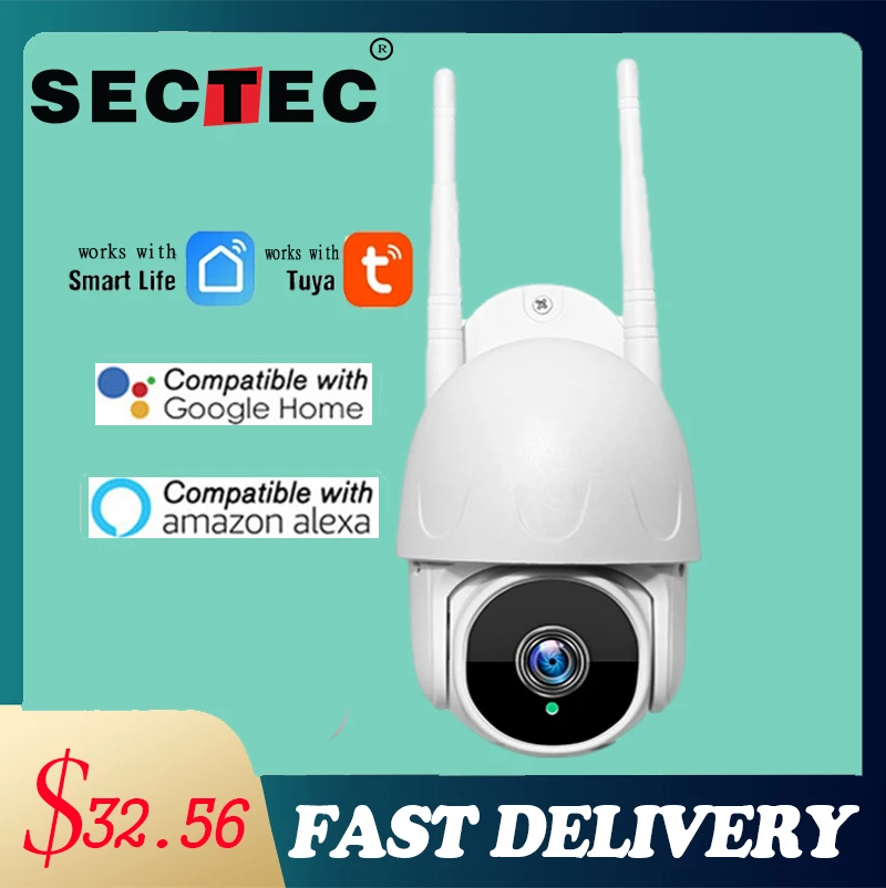 

SECTEC 1080P Tuya Camera Google Home Alexa Smart Cloud PTZ Wifi IP Camera Outdoor Auto Tracking Security Cam Video Surveillance