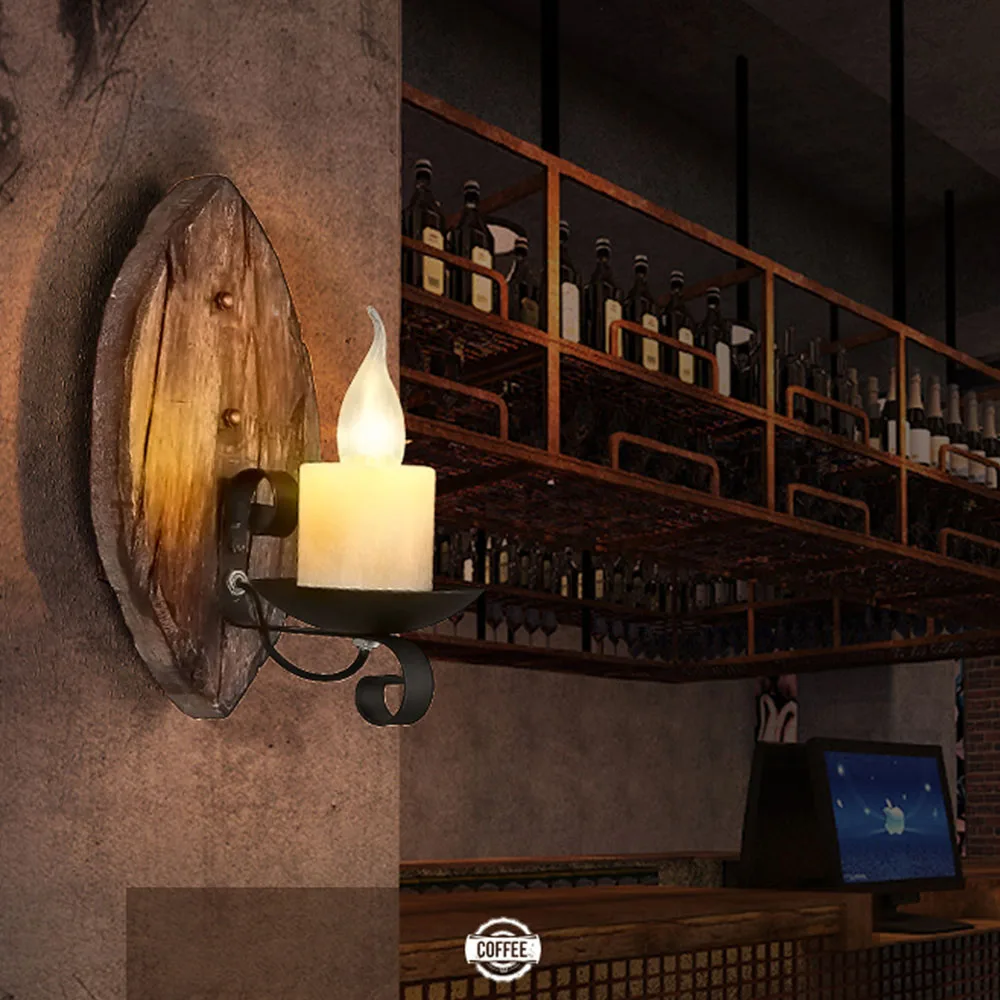 EKOO E14 форма листа Ретро промышленный деревенский стиль настенный светильник