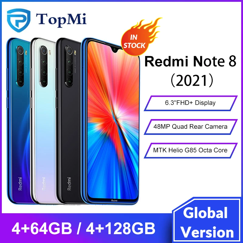 Смартфон Xiaomi Redmi Note 8 2021 дюйма 64 ГБ Восьмиядерный процессор MTK Helio G85 аккумулятор 4000