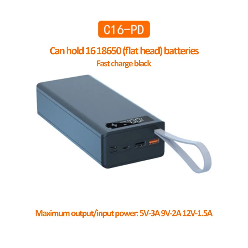 16*18650 Battery Storage Box 10W PD QC3.0 Quick Charge DIY Power Bank Case Fast Wireless Charging 18650 Holder |