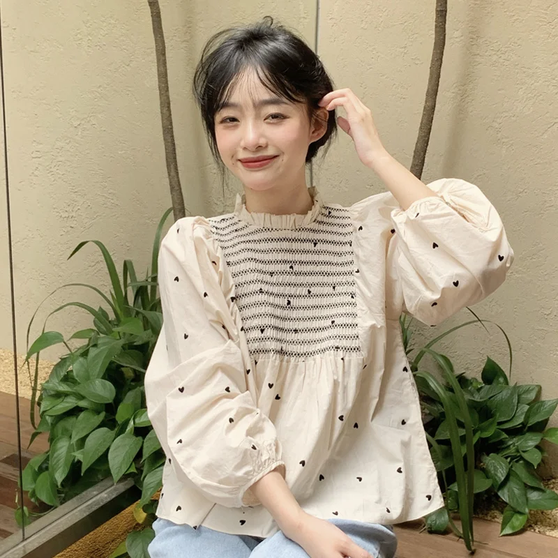 Женская рубашка во французском стиле в Корейском с принтом ощущения кукол-мастей
