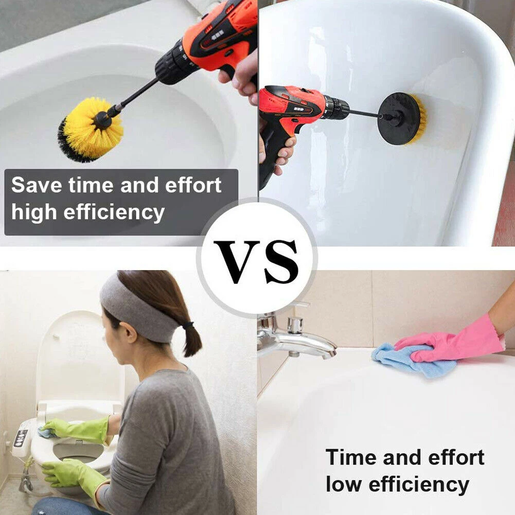 

4 PCS Brush Drill Brush Tub Cleaner Power Scrubber Scrub Kit Drill Remover