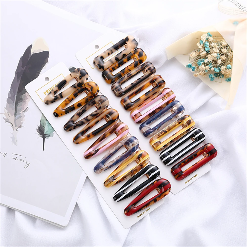 Женские Красочные шпильки для волос прямоугольные заколки в виде водной капли из