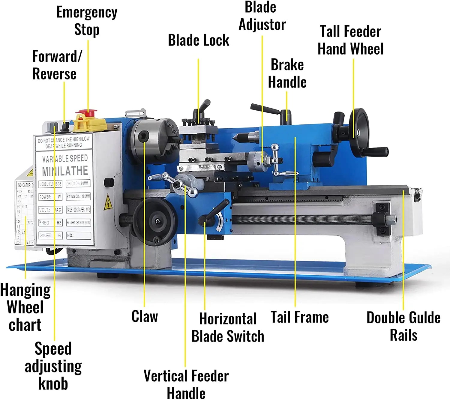 Metal Lathe 180*350mm Mini 0-2500 RPM Variable Speed Bench Top Benchtop For Turning | Инструменты