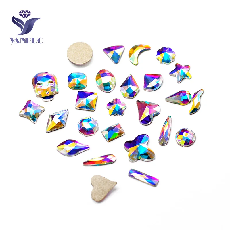 

20pcs Mixed 3D Rhinestones Nail Art Decorations Crystal Gems Jewelry Gold AB Shiny Stones Charm Glass Manicure Accessories