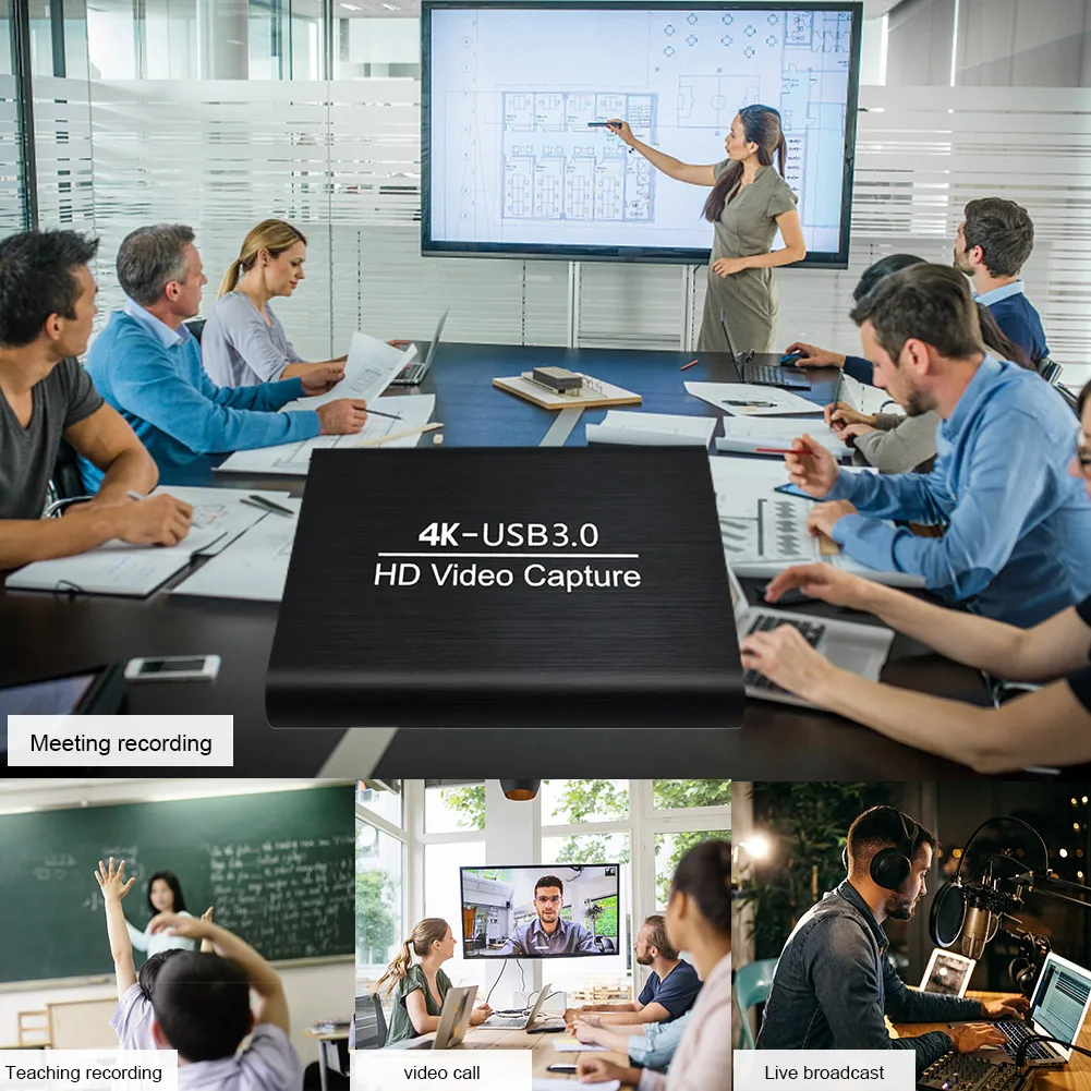 

Live Streaming HD 1080P for USB3.0 Video Card Aluminum Alloy Teaching Universal 4K 60Hz Audio Grabber Broadcasting