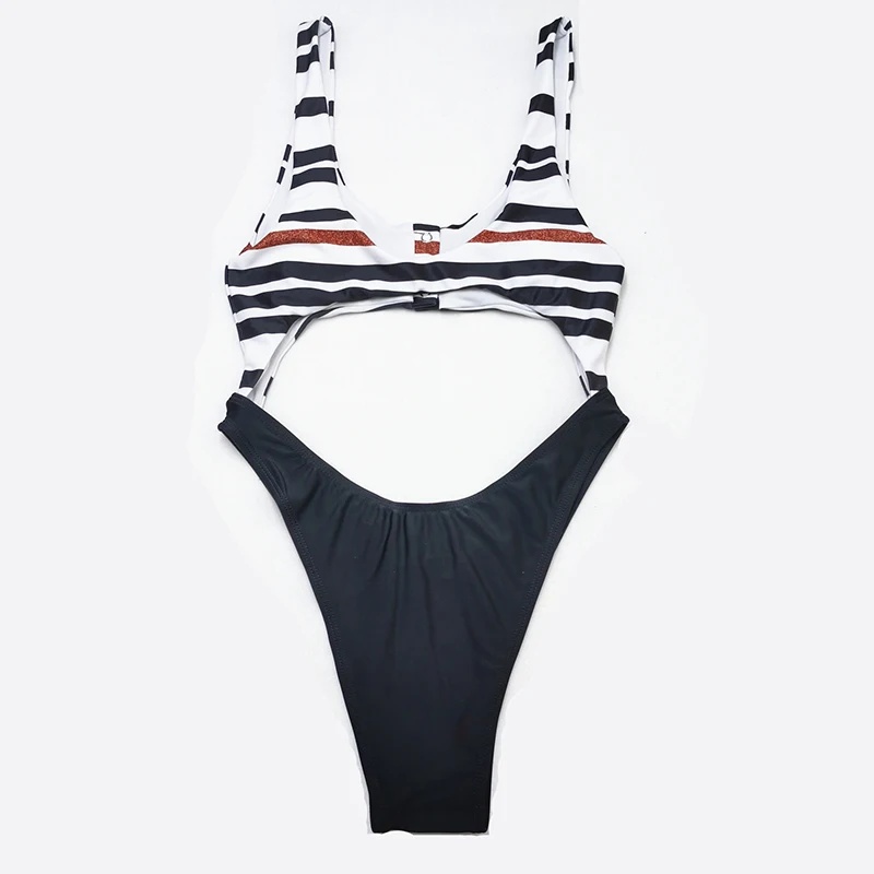 Сексуальный цельный купальник с вырезами женский слитный Монокини 2020 пляжный в