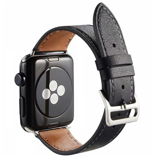 Single-black Национальный ремень для наручных часов iwatch, ремешок для наручных часов Apple Watch, версии кожаный ремешок 38/42 мм 40 мм 44 мм, версия 1/2/3/4/5 - Цвет ремешка: Single-black