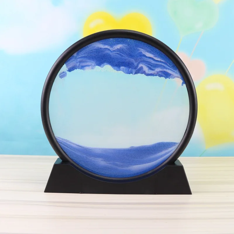 

Песочные часы живопись движущийся песок искусство картина 3D глубоководный песочный пейзаж в движении дисплей текущий Песок Рамка украшени...