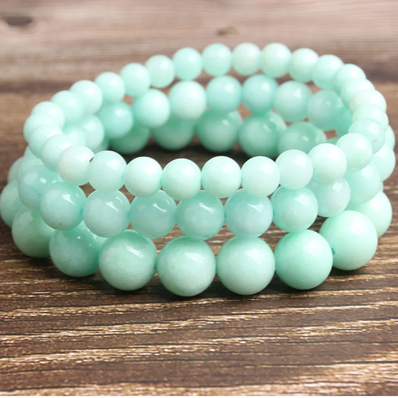 

LingXiang 4/6/8/10/12mm Fashion Natural Jewelry Green Round Beads Bracelet Be Fit for Men and Women Accessories and Amulets