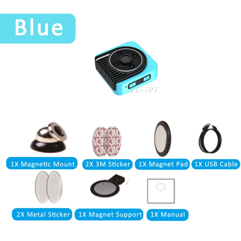 Blue H5 Wifi мини камера Магнитная P2P Удаленная микро камера ночного видения датчик движения HD видео Диктофон DV няня, Безопасность видеокамеры - Цвет: Blue
