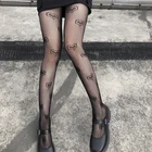Черные ажурные сексуальные женские сетчатые колготки с узором в виде сердца сетчатые колготки Nylons Medias модная облегающая одежда для ночного клуба чулочно-носочные изделия