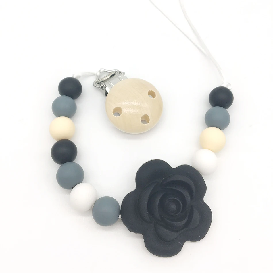 Персонализированные силиконовые зажимы для прорезывания зубов и соски с безопасными бусины ABS Силиконовые держатели для соски детские жевательные игрушки