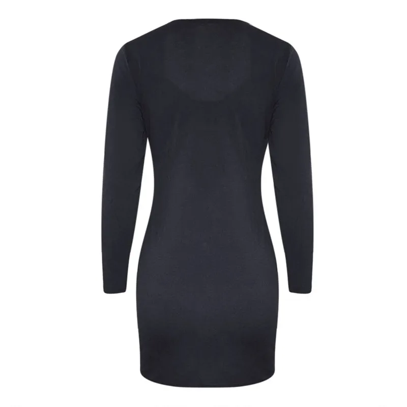 

Sexy Slim Mini Cotton Dress Women Spring O-Neck Long Sleeve Solid Button Decor Hips Dress Ladies Fashion Party Bodycon Dresses