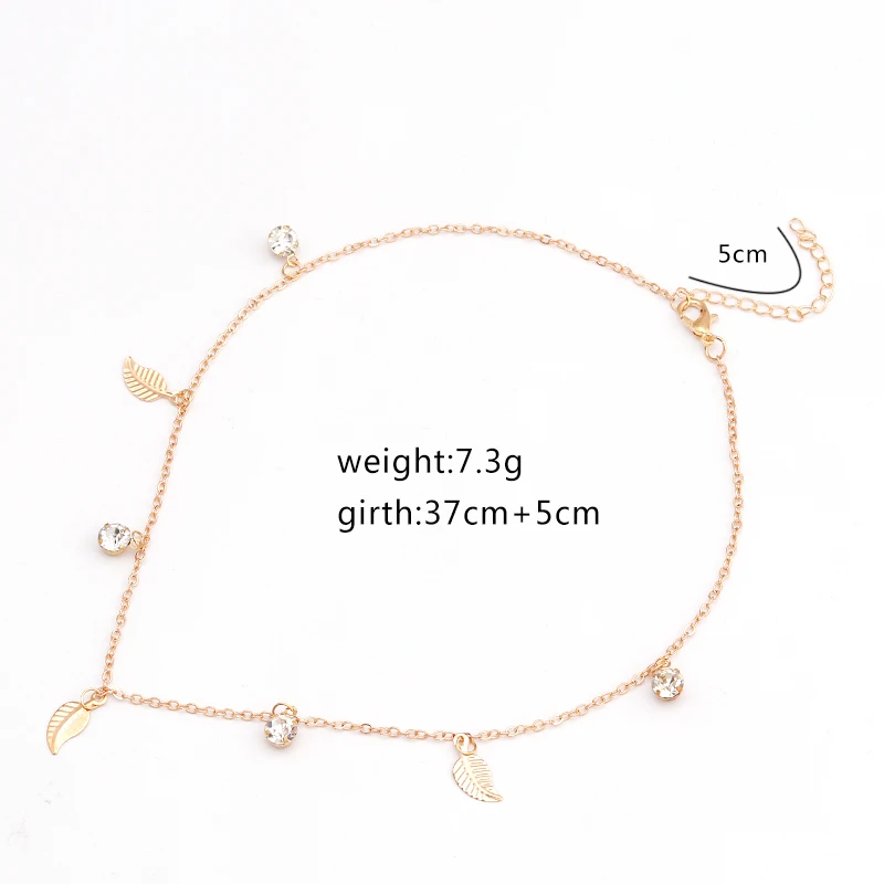 

Hot Sale Gold Color Crystal Leaves Clavicle Chain Necklaces for Women Valentine's Day Jewelry Berloques Female Gifts