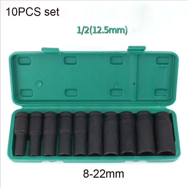 10PCS Deep Impact Socket 8 -22mm Metric Drive Strong and Heavy Duty Set for Wrench Adapter Hand Tool Repair Project | Инструменты