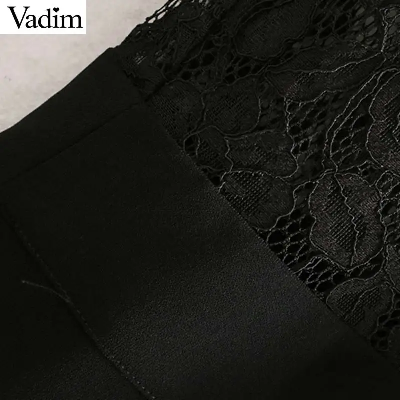 Vadim Женские однотонные элегантные черные комбинезоны кружевные на молнии сзади с
