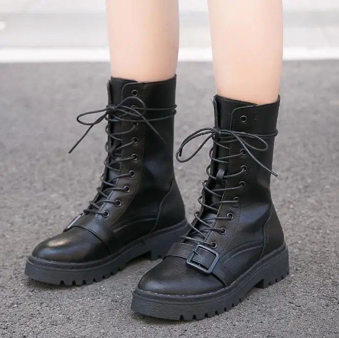 Женские зимние ботинки Модные ботильоны с квадратным каблуком спереди на молнии