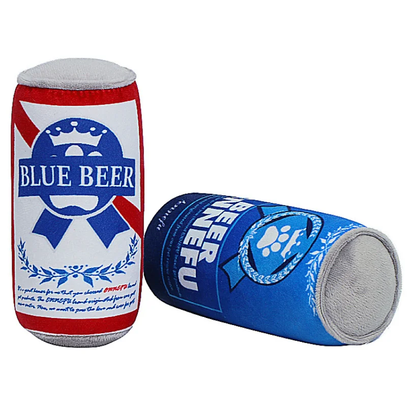 Dog Toys Pet Plush Beer Can Squeaky Toy Puppy Bite Resistant Chew Throwing Training Fo Small Medium Large | Дом и сад