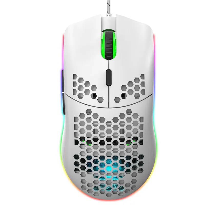 Цвет легкий Проводная игровая мышь USB RGB мышей 6400 Точек на дюйм вафельная полые для компьютера ноутбука белого и черного цвета программирования макросов