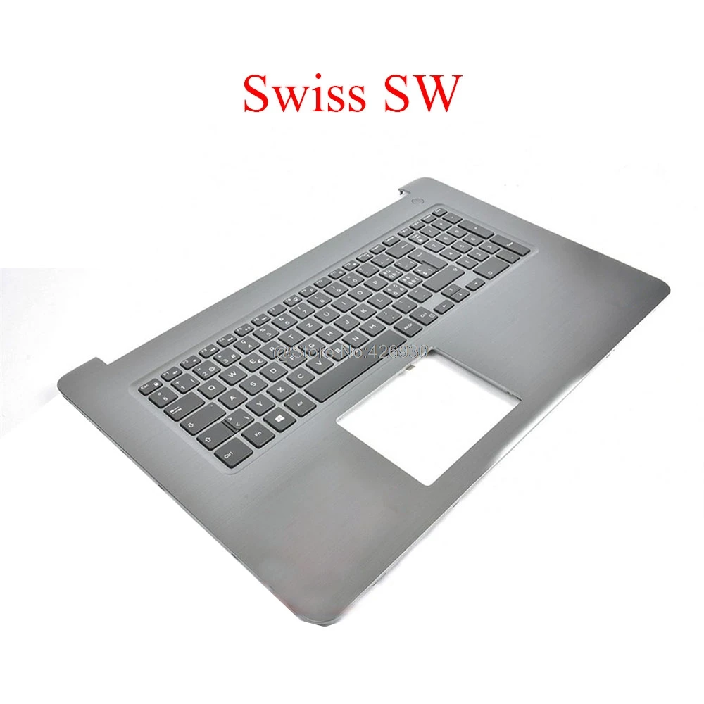 

Laptop Palmrest For DELL For Inspiron 15 5565 5567 P66F 0PT1NY PT1NY Gray with Swiss SW keyboard upper case new